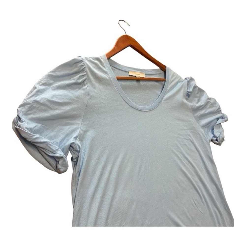 LOFT Light Blue Blouse Short Sleeve Woman's Size XL‎